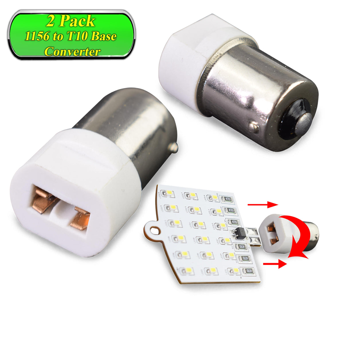 Leisure LED 12V RV Interior LED 1156 Rotating Base BA15s Bulb Light Replacement for Ceiling Dome Light 0.5 Inch (White)