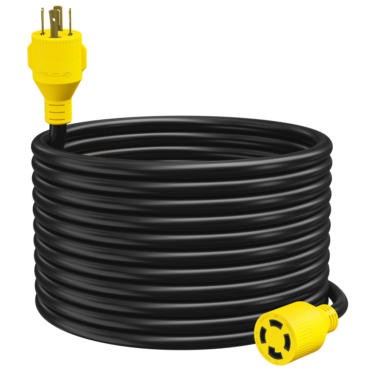 Leisure Cords 30AMP RV Generator Cord NEMA L14-30P to L14-30R 15 Foot (Green)