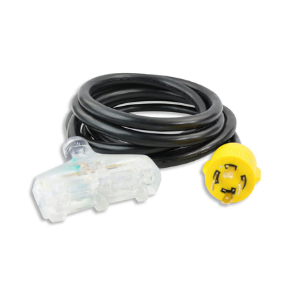 Leisure Cords 30AMP RV Generator Cord NEMA L14-30P to Tri-Outlet 10 Foot (Yellow)
