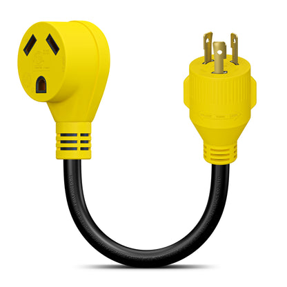 Leisure Cords 30AMP RV Dogbone Adapter Cord Generator NEMA L5-30P to TT-30R 18 Inch (Yellow)