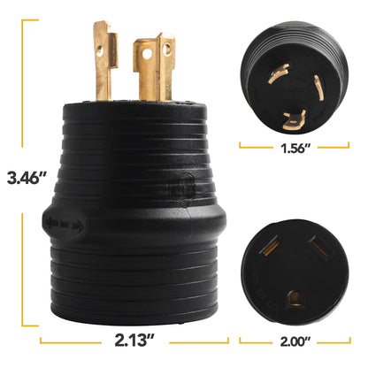 Leisure Cords 30AMP RV Electrical Adapter Generator NEMA L5-30P to TT-30R 3 Inch (Black)