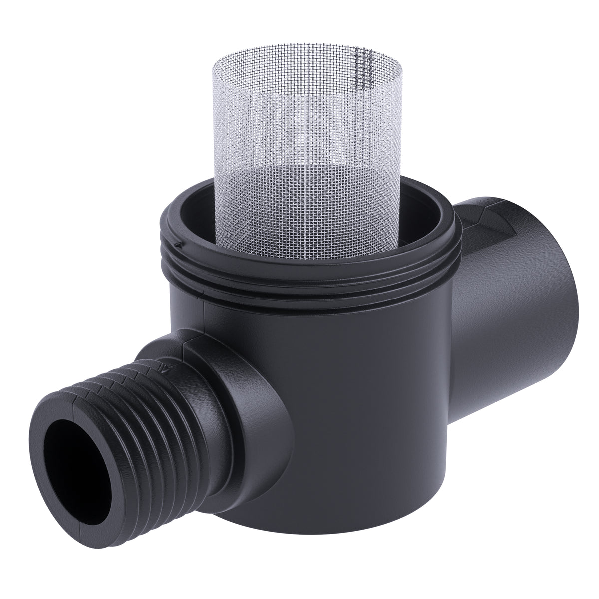 Leisure Coachworks RV Water Pump Stainer Filter with 1/2 Inch NPS Inlet 1/2 Inch NPSM Outlet (Black)