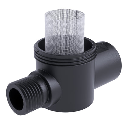Leisure Coachworks RV Water Pump Stainer Filter with 1/2 Inch NPS Inlet 1/2 Inch NPSM Outlet (Black)