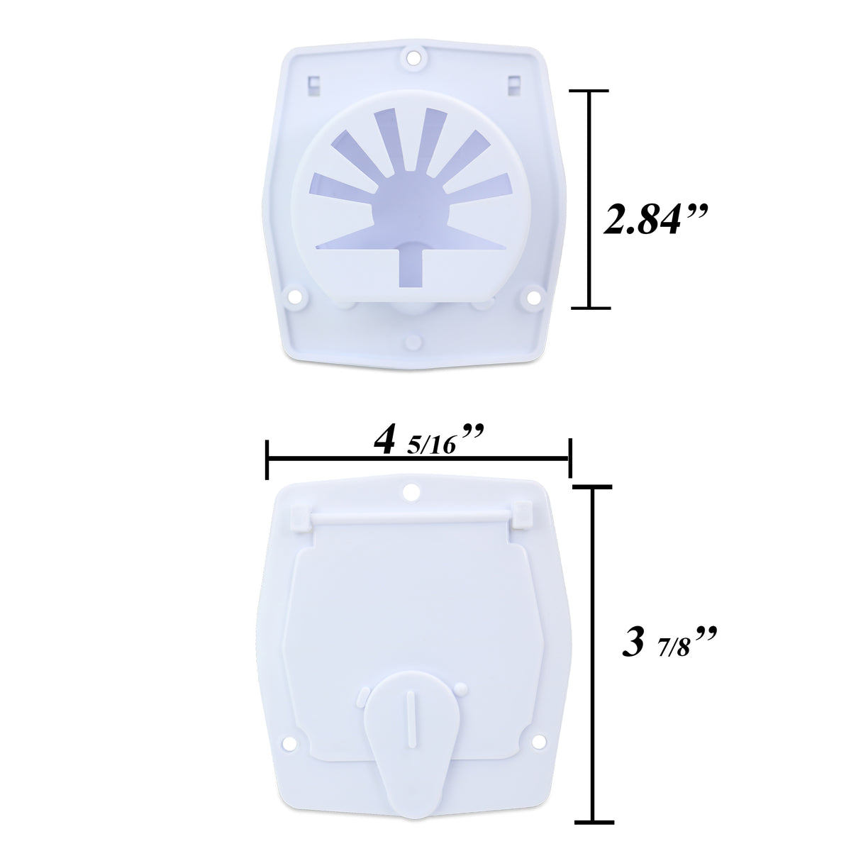 Leisure Cords RV Power Cord Utility Hatch Weatherproof Octagon Door 4.31 Inch x 3.88 Inch (White)