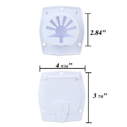 Leisure Cords RV Power Cord Utility Hatch Weatherproof Octagon Door 4.31 Inch x 3.88 Inch (White)