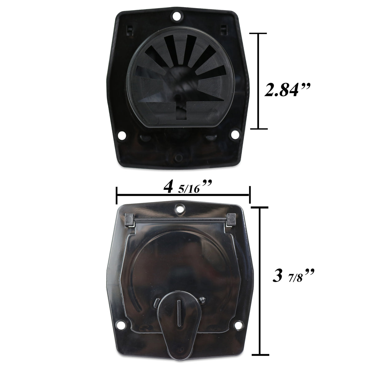 Leisure Cords RV Power Cord Utility Hatch Weatherproof Octagon Door 4.31 Inch x 3.88 Inch (Black)
