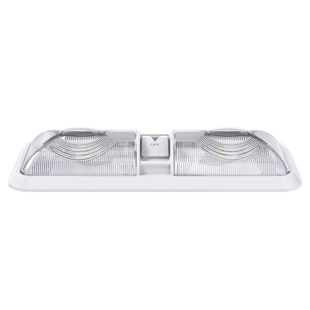 Leisure LED 12V RV LED Double Dome Light Natural White Dimmer Switch Clear Lens 11 Inch (White)