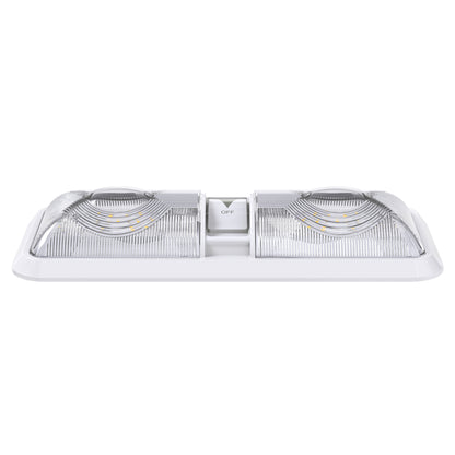 Leisure LED 12V RV LED Double Dome Light Natural White Dimmer Switch Clear Lens 11 Inch (White)
