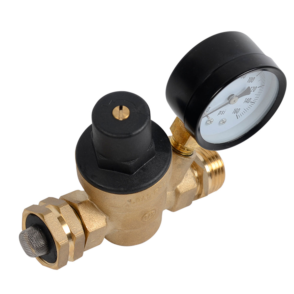 Leisure Coachworks RV Water Pressure Regulator Gauge Adjustable 4 Inch (Brass)
