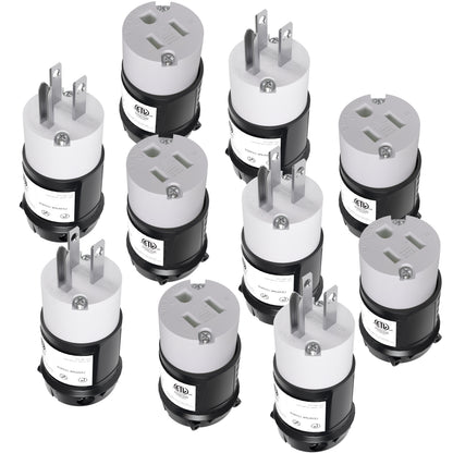 Leisure Cords 15AMP RV Replacement Plug Generator Kit NEMA 5-15P to 5-15R 2 Inch (Black)