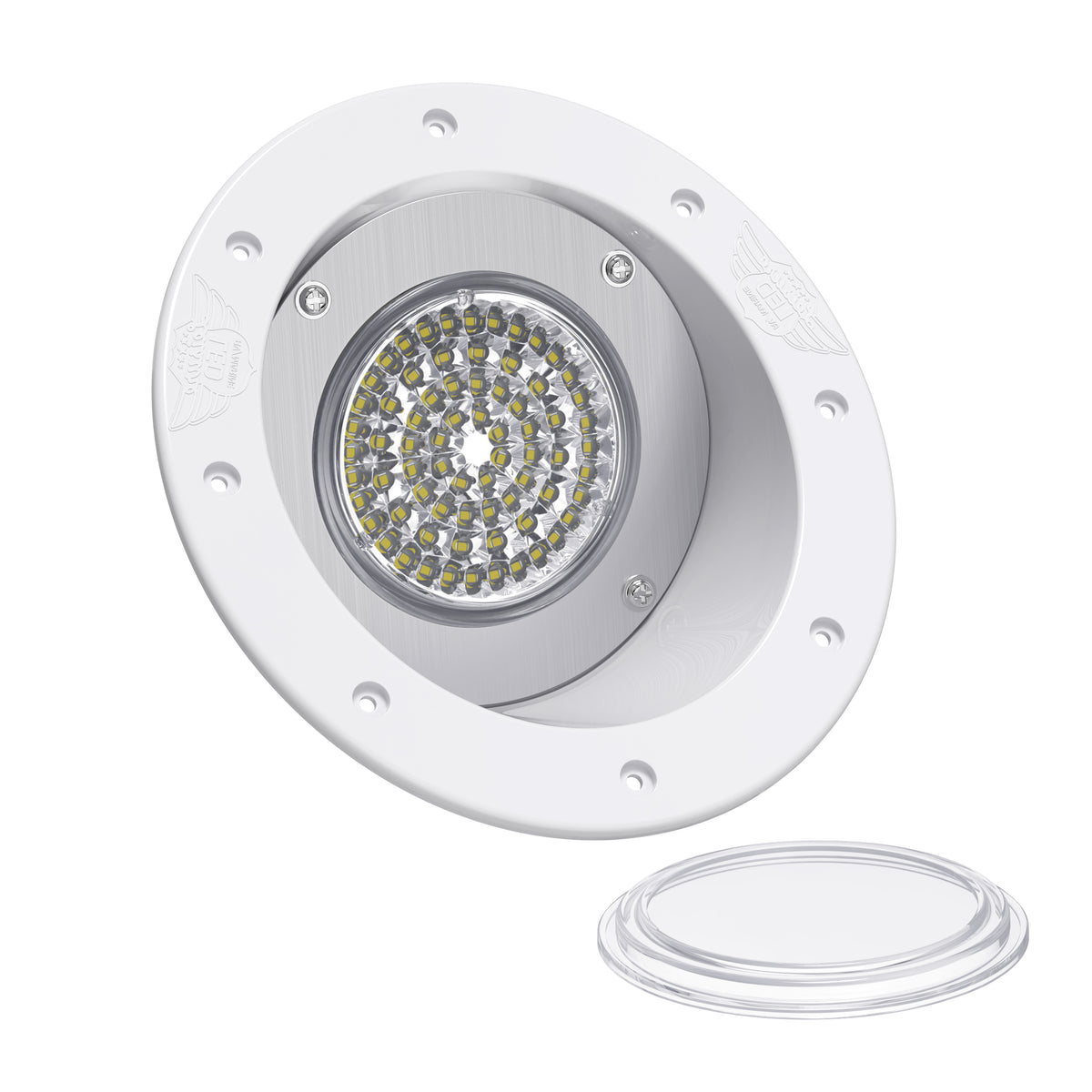 Leisure LED 12V RV Exterior LED Warrior Flood Light Round Cool White Recessed Mount 1100 Lumen 8 Inch (White)