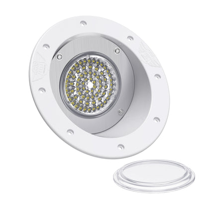 Leisure LED 12V RV Exterior LED Warrior Flood Light Round Cool White Recessed Mount 1100 Lumen 8 Inch (White)