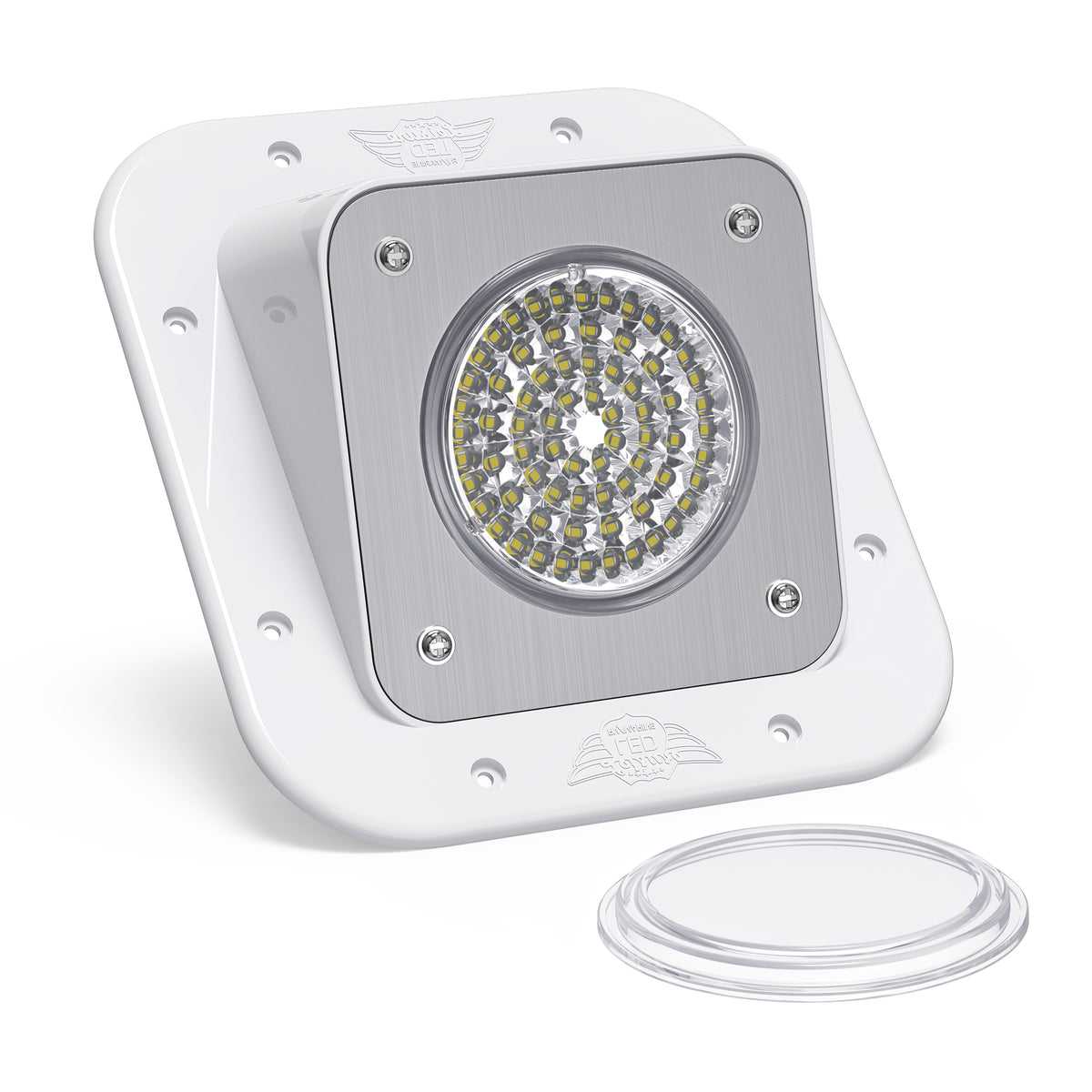 Leisure LED 12V RV Exterior LED Warrior Flood Light Square Cool White Surface Mount 1100 Lumen 8 Inch (White)