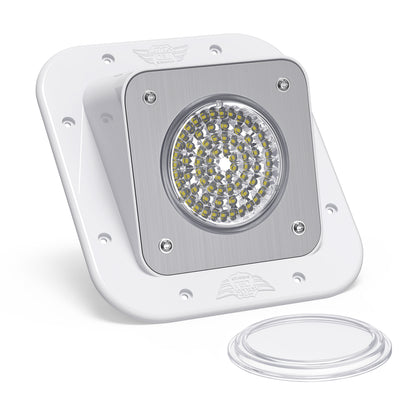 Leisure LED 12V RV Exterior LED Warrior Flood Light Square Cool White Surface Mount 1100 Lumen 8 Inch (White)