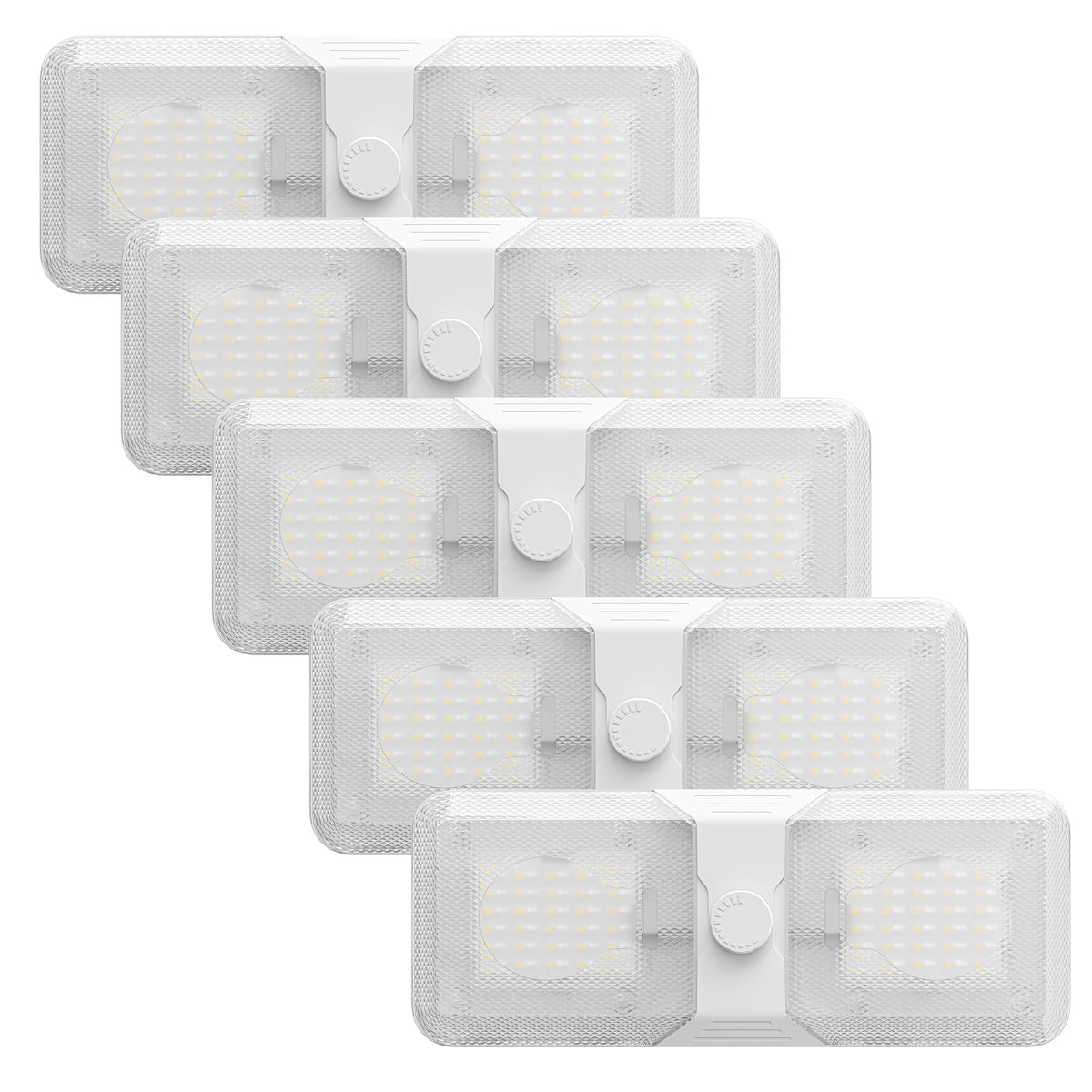 Leisure LED 12V RV LED Double Dome Light Cool White Knob Dimmer Switch Clear Lens 11 Inch (White)