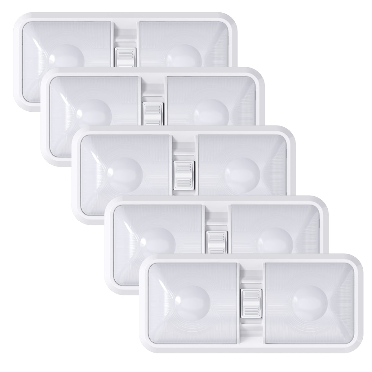 Leisure LED 12V RV LED Double Dome Light Natural White On Off Switch Frosted Lens 11 Inch (White)