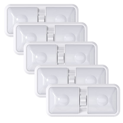 Leisure LED 12V RV LED Double Dome Light Natural White On Off Switch Frosted Lens 11 Inch (White)