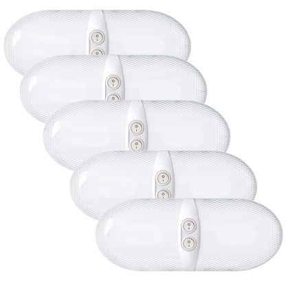 Leisure LED 12V RV LED Double Dome Light Natural White Double On Off Switch Frosted Lens 11 Inch (White)