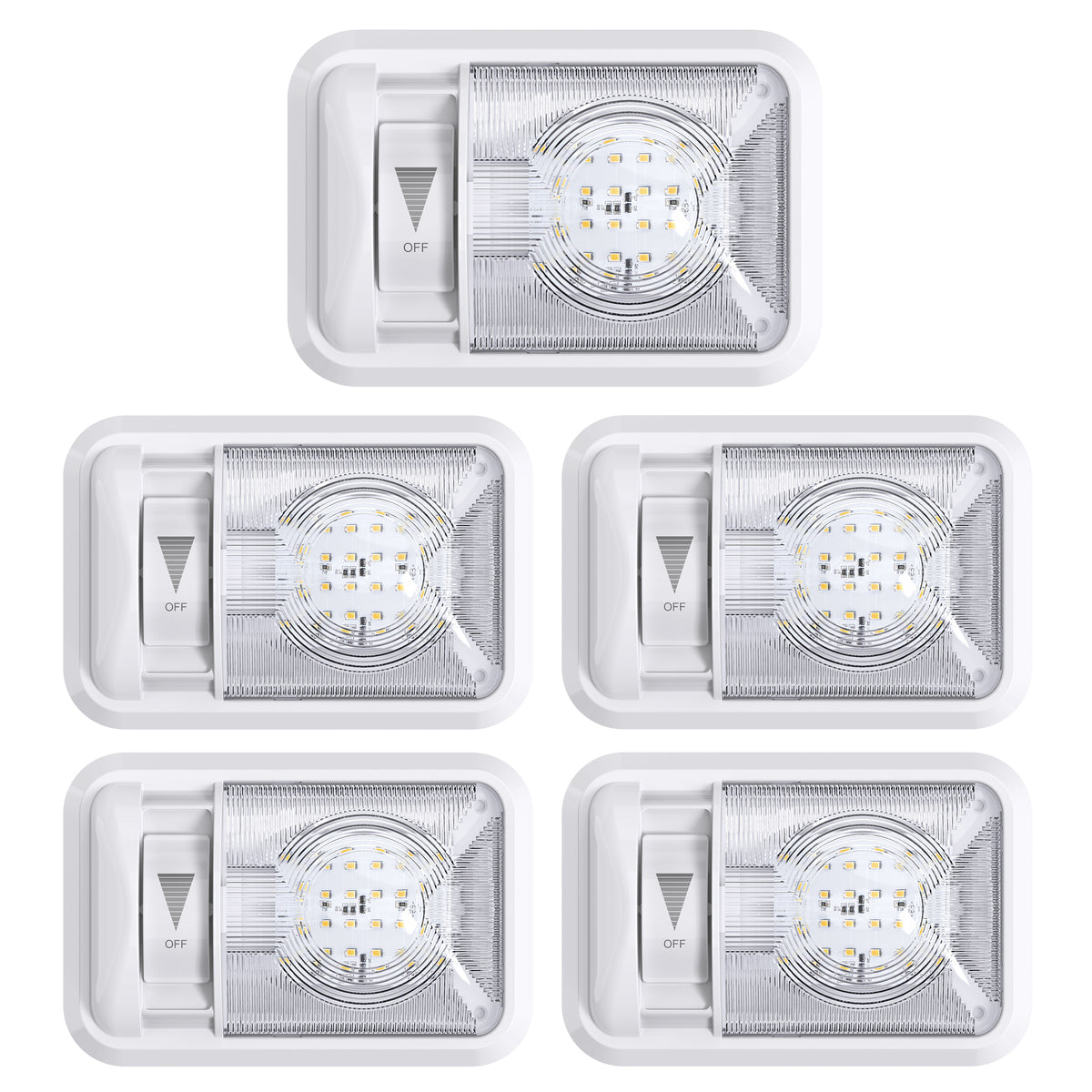 Leisure LED 12V RV LED Single Dome Light Natural White Dimmer Switch Clear Lens 8 Inch (White)