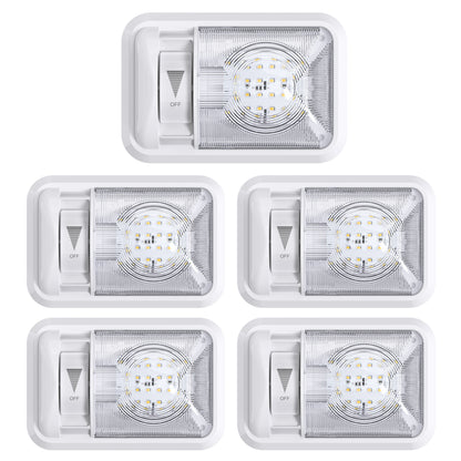 Leisure LED 12V RV LED Single Dome Light Natural White Dimmer Switch Clear Lens 8 Inch (White)