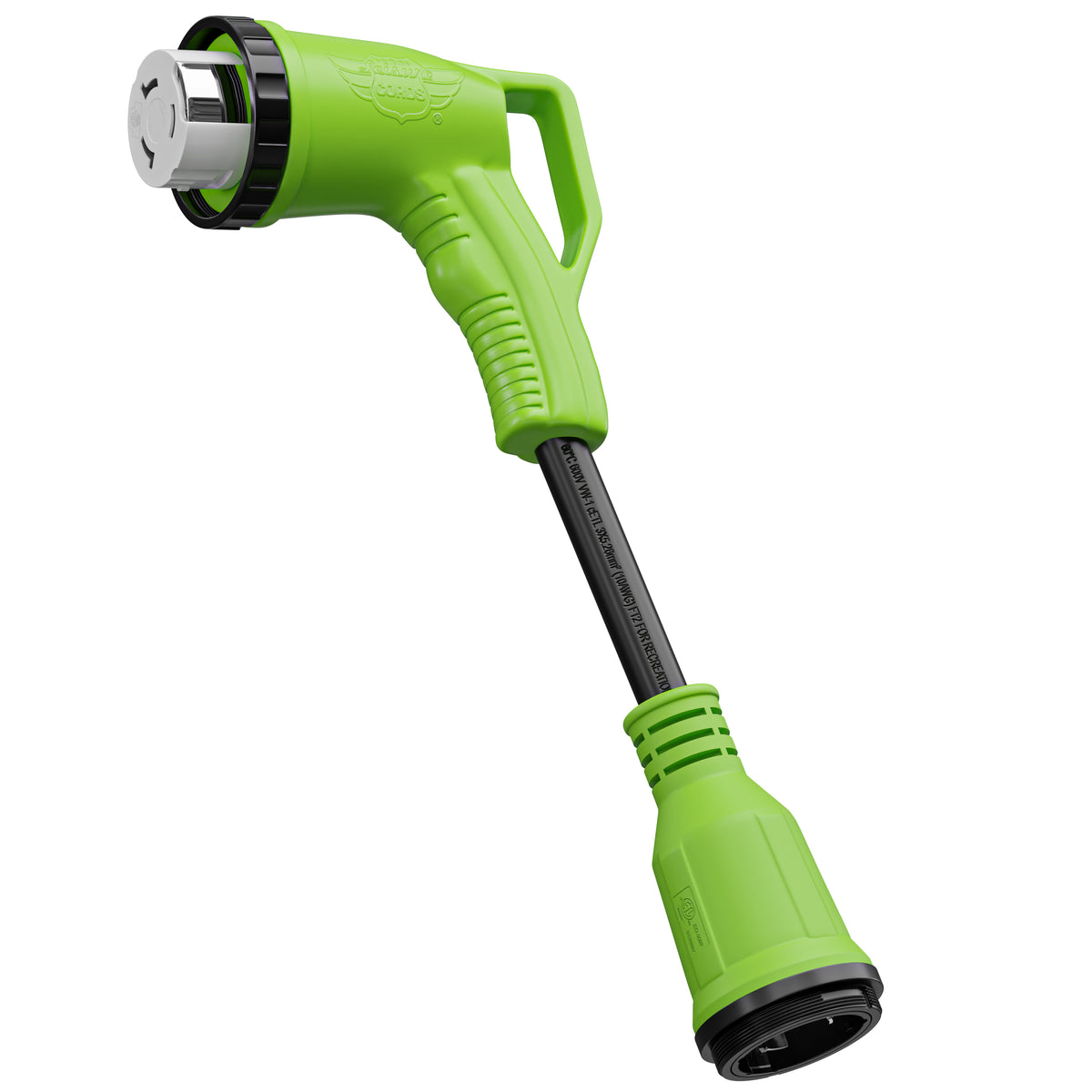 Leisure Cords 50AMP RV Dogbone Adapter Cord 90 Degree Handles Twist Locking Coupler NEMA SS2-50P to SS2-50R 12 Inch (Green)