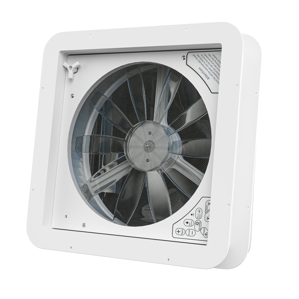 Leisure Coachworks RV Roof Vent Fan with 5 Speed Smoked Lid Rain Sensor and Remote 14 Inch x 14 Inch (White)