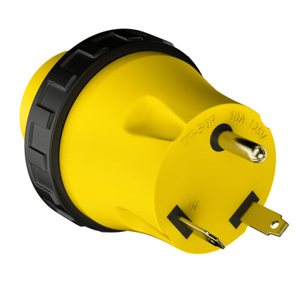 Leisure Cords 30AMP RV Electrical Adapter Twist Locking NEMA TT-30P to L5-30R 4 Inch (Yellow)