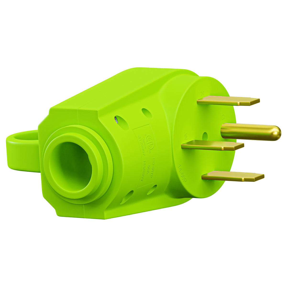 Leisure Cords 50AMP RV Replacement Plug 90 Degree Handle Standard NEMA 14-50P 4 Inch (Green)