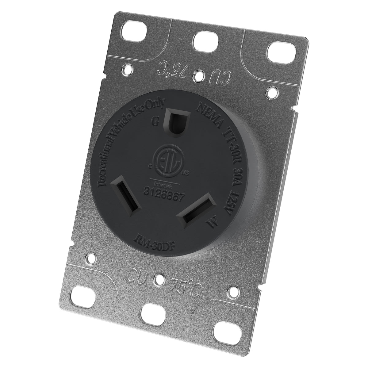 Leisure Cords 30AMP RV Replacement Power Receptacle NEMA TT-30R 3 Inch (Grey)