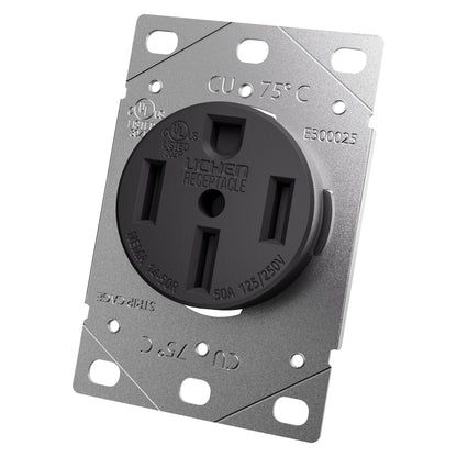 Leisure Cords 50AMP RV Replacement Power Receptacle NEMA 14-50R 3 Inch (Grey)
