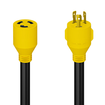 Leisure Cords 30AMP RV Generator Cord NEMA L5-30P to L5-30R 15 Foot (Yellow)