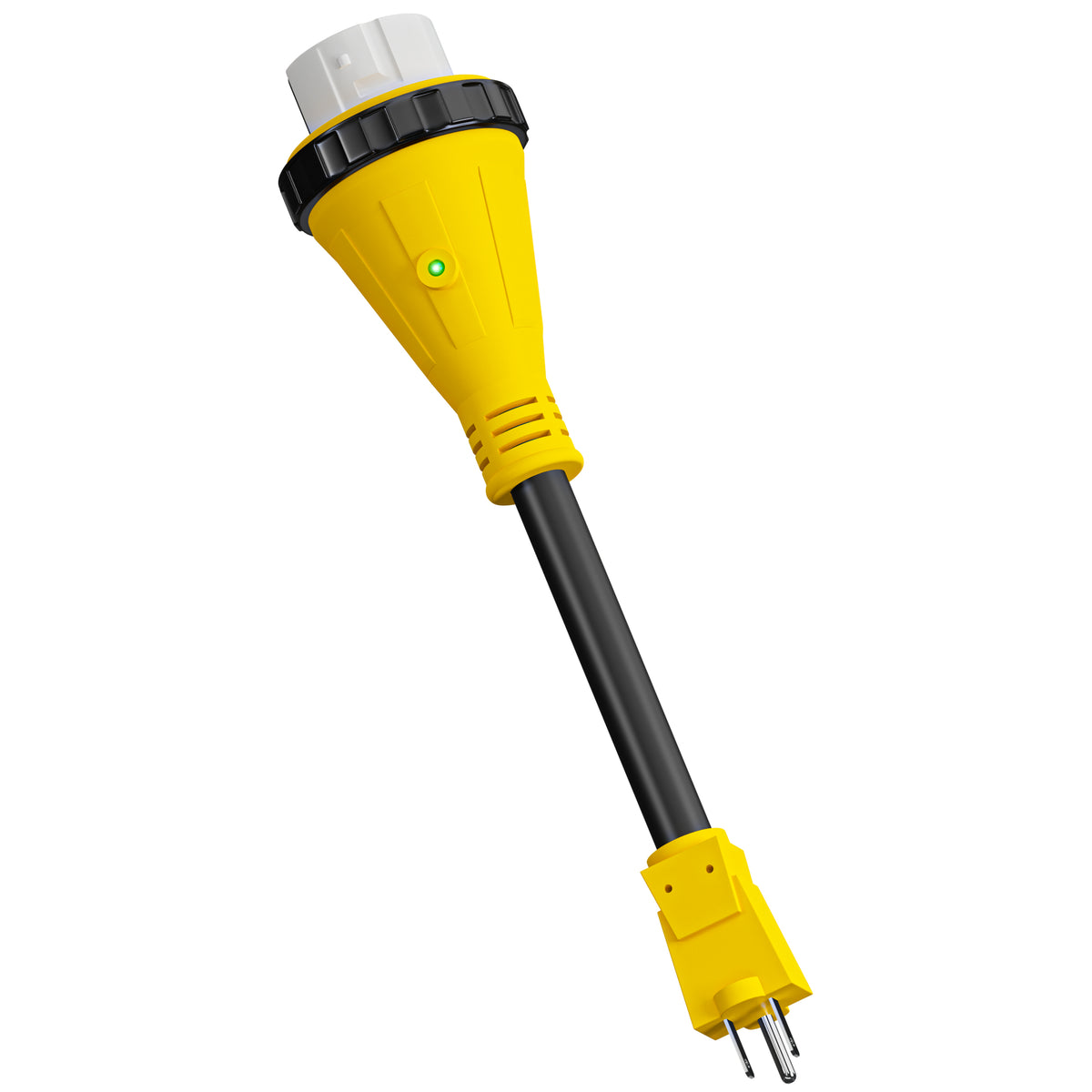 Leisure Cords 50AMP RV Dogbone Adapter Cord Twist Locking NEMA 5-15P to SS2-50R 12 Inch (Yellow)
