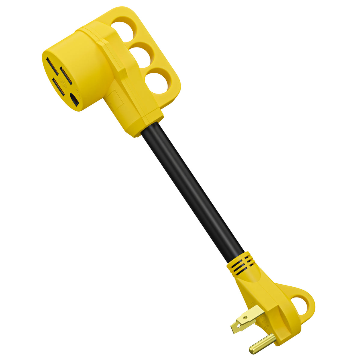Leisure Cords 30AMP RV Dogbone Adapter Cord Standard NEMA TT-30P to 14-50R 12 Inch (Yellow)