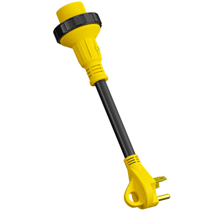 Leisure Cords 30AMP RV Dogbone Adapter Cord Twist Locking NEMA TT-30P to L5-30R 12 Inch (Yellow)