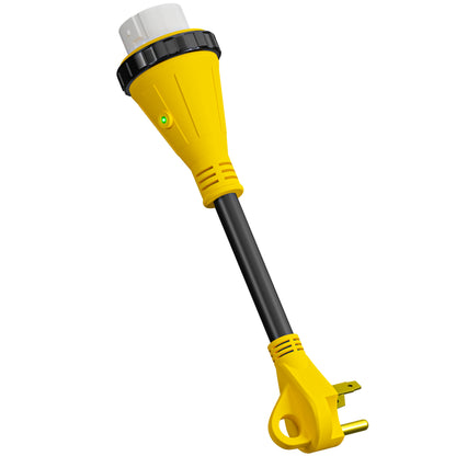 Leisure Cords 30AMP RV Dogbone Adapter Cord Twist Locking NEMA TT-30P to SS2-50R 12 Inch (Yellow)
