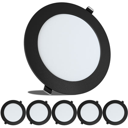 Leisure LED 12V RV Interior LED Recessed Light Cool White with Frosted Lens Aluminum Housing 5.75 Inch (Black)