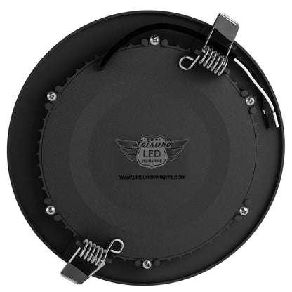 Leisure LED 12V RV Interior LED Recessed Light Cool White with Frosted Lens Aluminum Housing 5.75 Inch (Black)