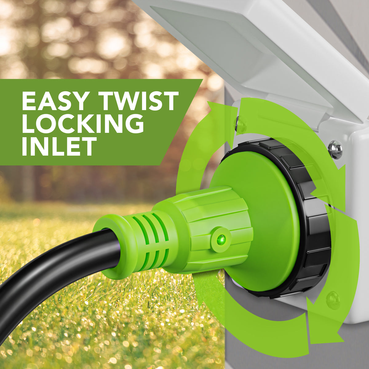 Leisure Cords 50AMP RV Power Inlet Twist Locking NEMA SS2-50P 5 Inch (White)