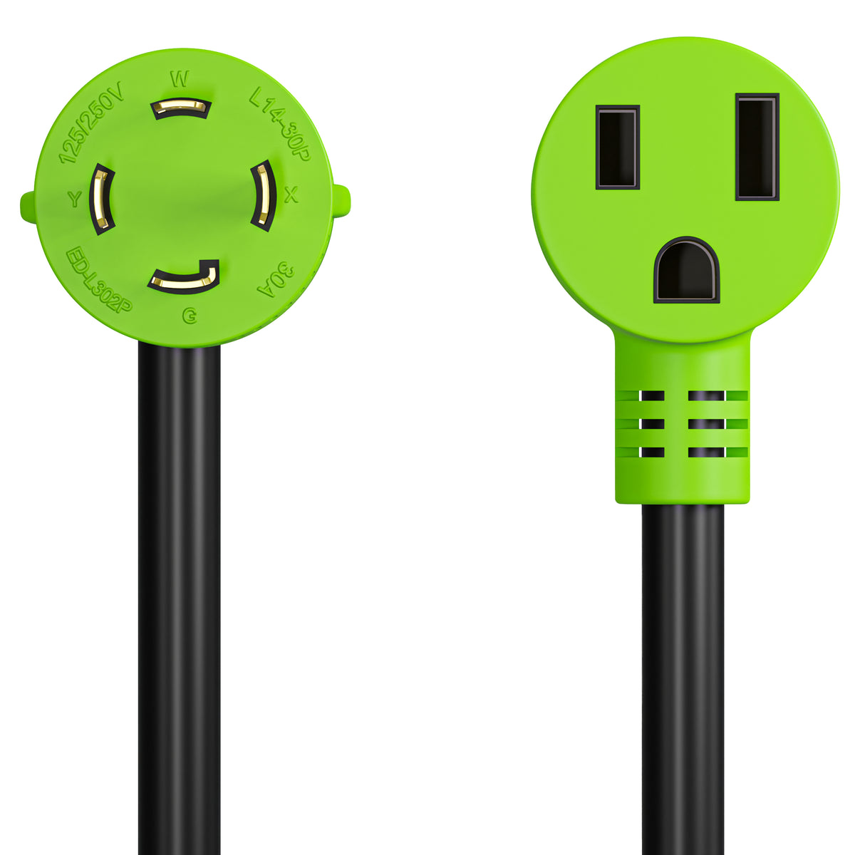 Leisure Cords 50AMP RV Dogbone Adapter Cord Welder NEMA L14-30P to 6-50R 18 Inch (Green)