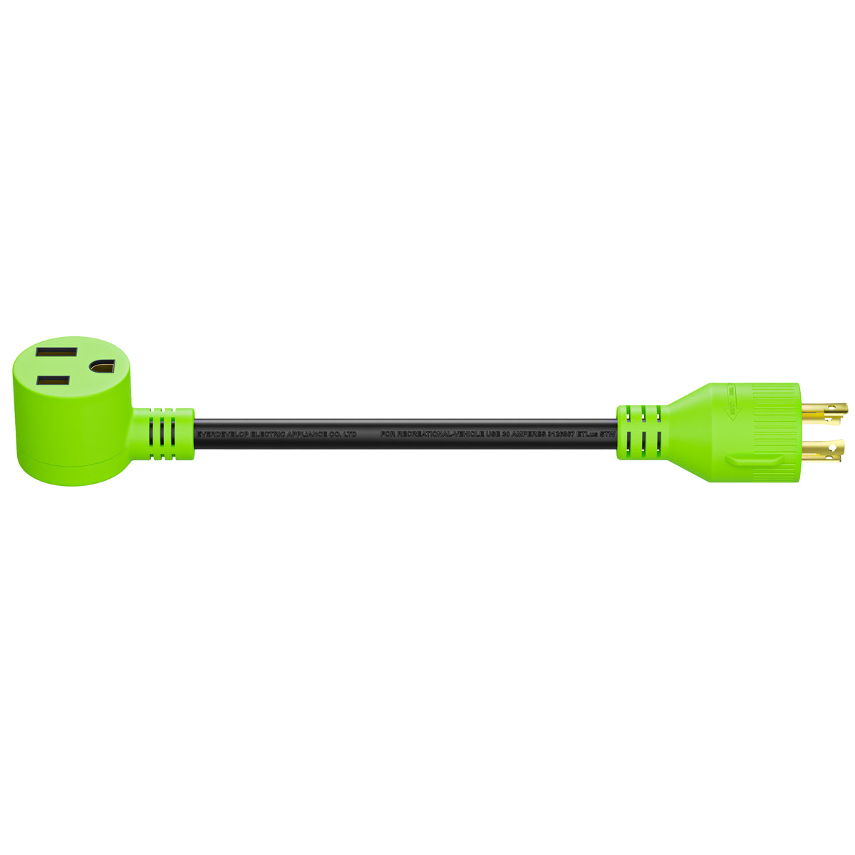 Leisure Cords 50AMP RV Dogbone Adapter Cord Welder NEMA L14-30P to 6-50R 18 Inch (Green)