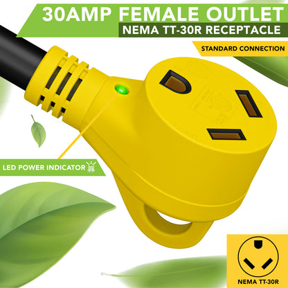 Leisure Cords 30AMP RV Extension Cord Standard 50 Foot (Yellow)