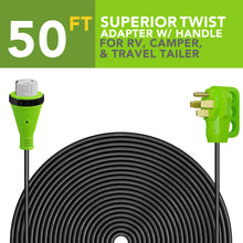 Leisure Cords 50AMP RV Extension Cord Twist Locking 50 Foot (Green)