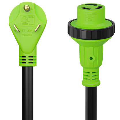 Leisure Cords 30AMP RV Extension Cord Twist Locking 50 Foot (Green)