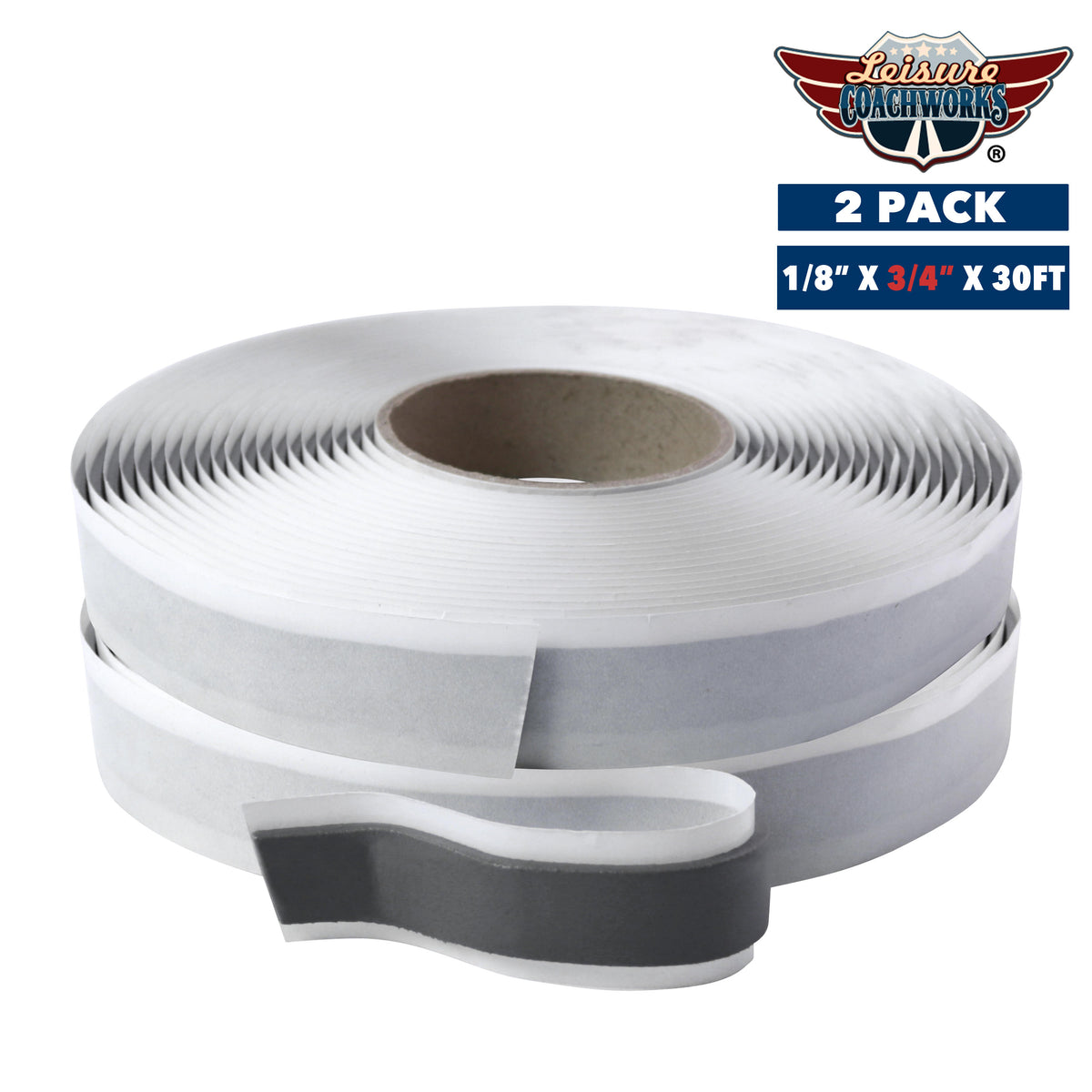 Leisure Coachworks RV Butyl Tape for Water Tight Seal 3/4 Inch x 30 Feet Roll (Grey)