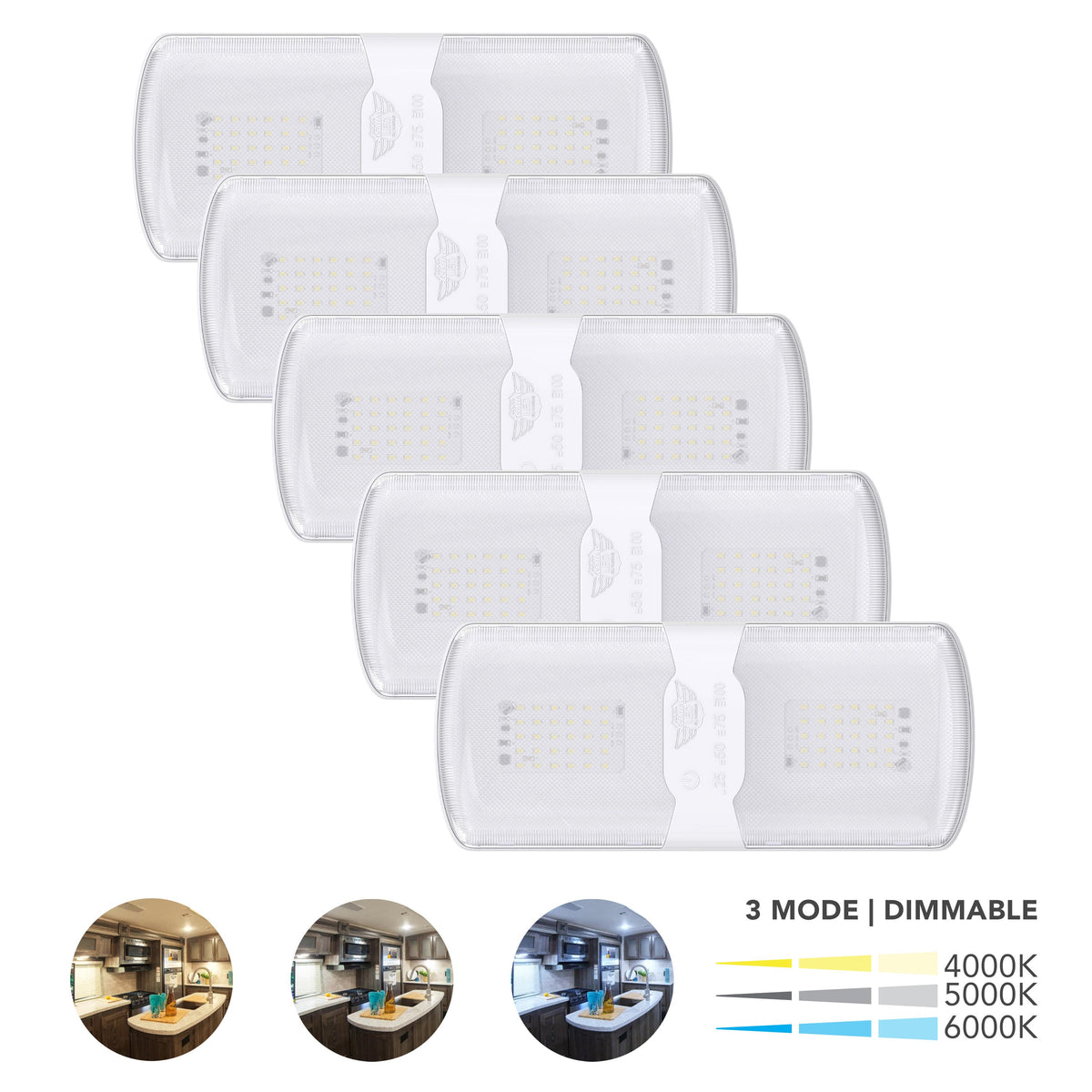 Leisure LED 12V RV LED Double Dome Light Multi-Color Touch Dimmer Switch Clear Lens 11 Inch (White)