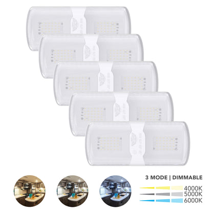 Leisure LED 12V RV LED Double Dome Light Multi-Color Touch Dimmer Switch Clear Lens 11 Inch (White)