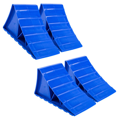 Leisure Coachworks RV Wheel Chock Replacement Kit Stopping Blocks for 26 Inch Diameter Motorhome Tires (Blue)