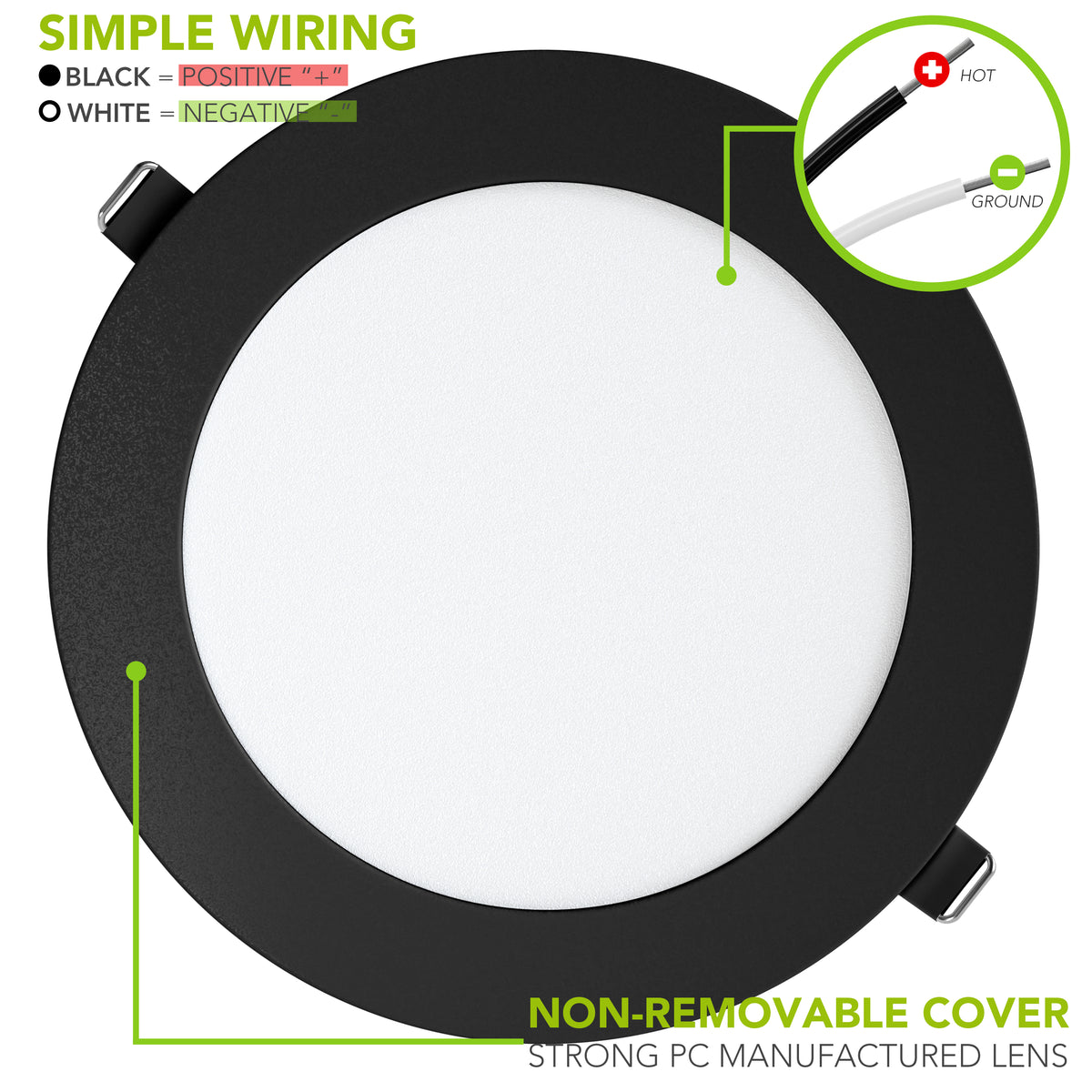 Leisure LED 12V RV Interior LED Recessed Light Cool White with Frosted Lens Aluminum Housing 5.75 Inch (Black)