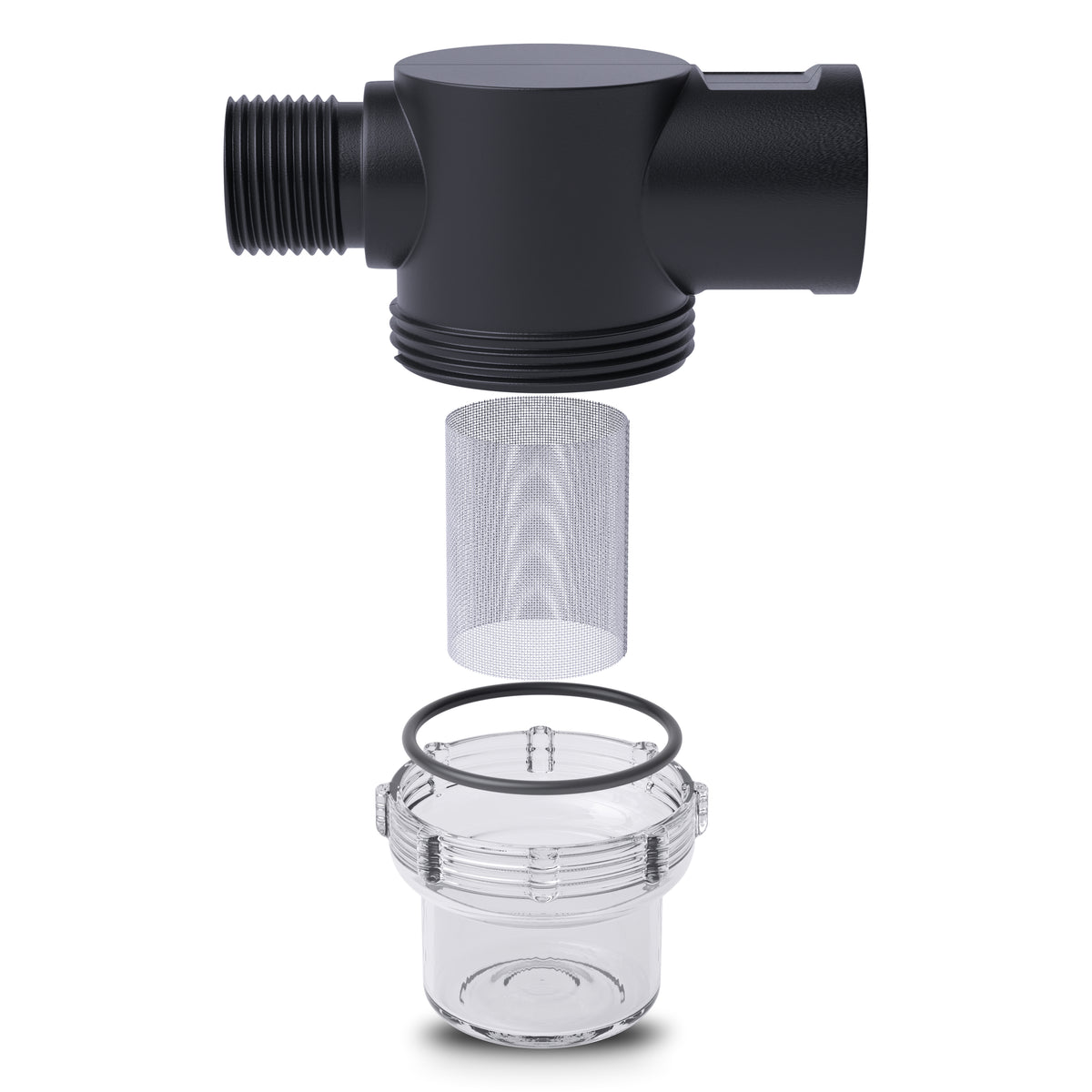 Leisure Coachworks RV Water Pump Stainer Filter with 1/2 Inch NPS Inlet 1/2 Inch NPSM Outlet (Black)