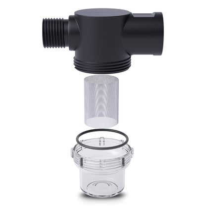 Leisure Coachworks RV Water Pump Stainer Filter with 1/2 Inch NPS Inlet 1/2 Inch NPSM Outlet (Black)